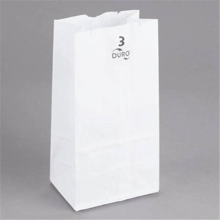 DURO Duro 51003 4.75 x 2.93 x 8.56 in. White Grocery Bag; 3lb - Case of 500 51003